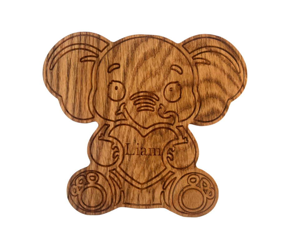Gepersonaliseerde eikenhouten olifant