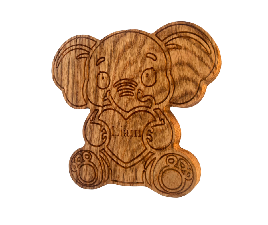 Gepersonaliseerde eikenhouten olifant