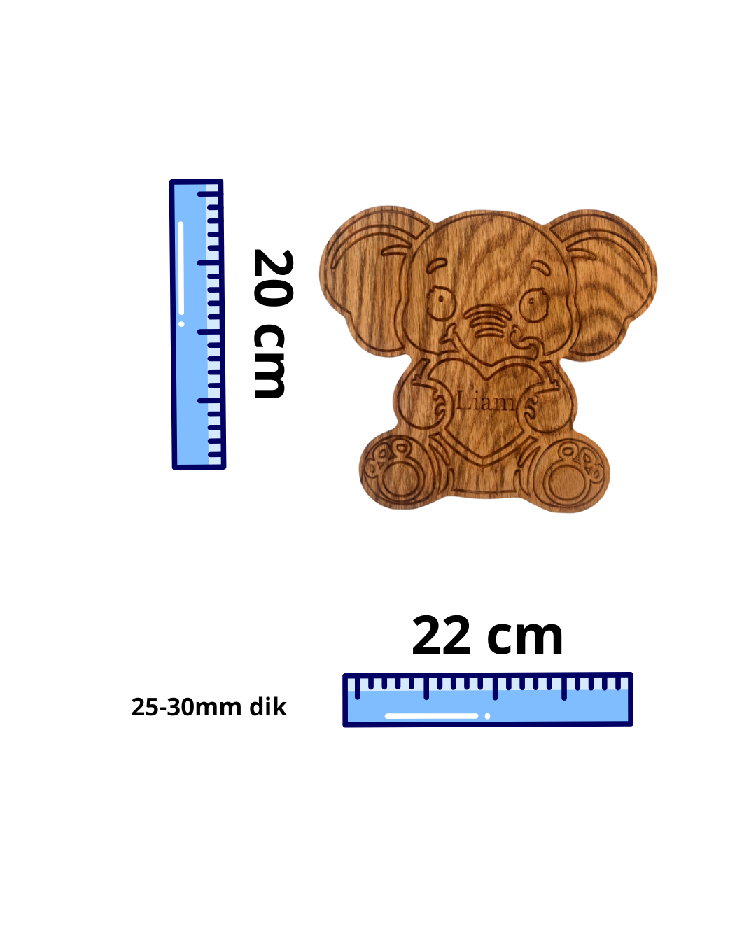 Gepersonaliseerde eikenhouten olifant