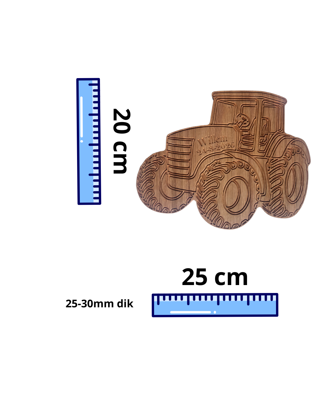 Gepersonaliseerde eikenhouten tractor