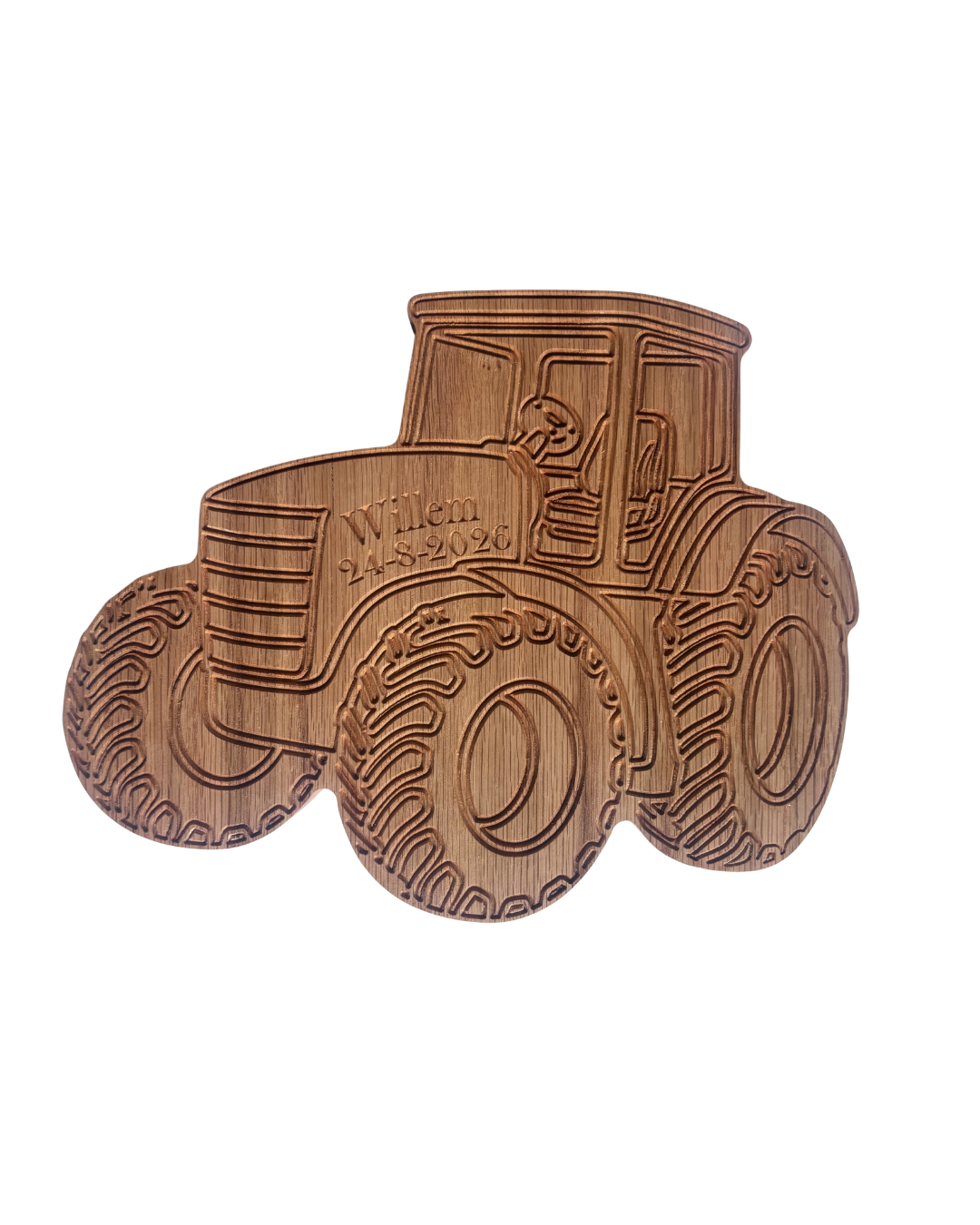 Gepersonaliseerde eikenhouten tractor
