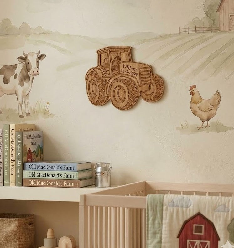 Gepersonaliseerde eikenhouten tractor